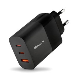 NGS BUD65W Cargador de Pared GaN 65W con 2x USB-C y 1x USB-A Negro