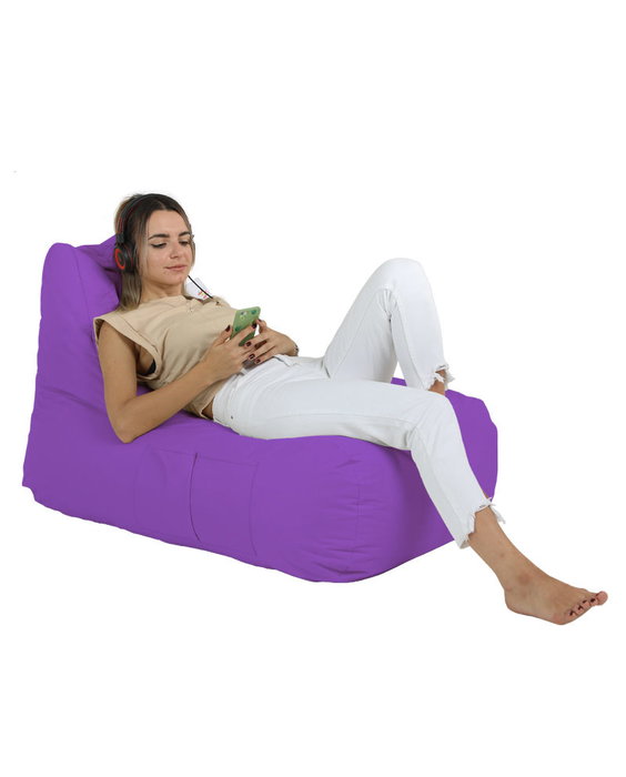 Atelier Del Sofa Trendy Comfort Pouf para Jardín Morado, Saco de Comodidad para Exterior, 105x65x75 cm, 200 kg Capacidad