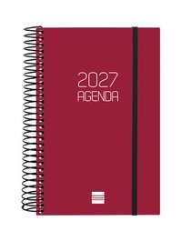 FINOCAM Agenda Anual Catalan 2027 Espiral Basic Opaque Tapa PP Bordeus