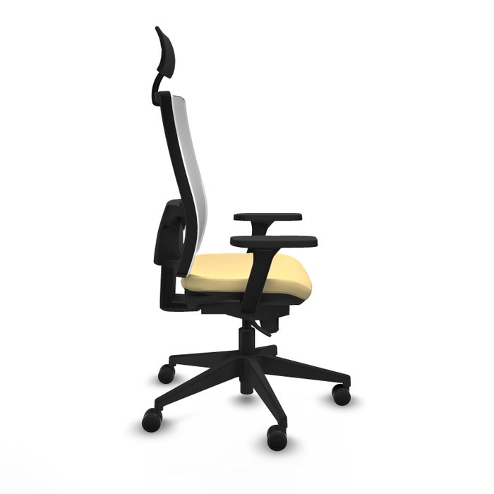 PIQUERAS Y CRESPO Silla de oficina Horna con mecanismo Sincro, Similpiel Crema y Malla Blanco PIQUERAS Y CRESPO Silla de oficina Horna con mecanismo Sincro, Similpiel Crema y Malla Blanco