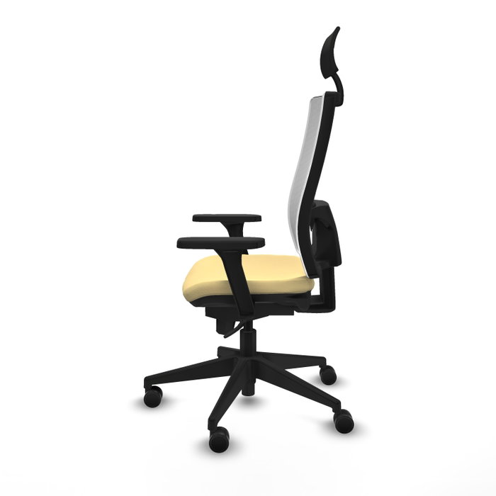 PIQUERAS Y CRESPO Silla de oficina Horna con mecanismo Sincro, Similpiel Crema y Malla Blanco PIQUERAS Y CRESPO Silla de oficina Horna con mecanismo Sincro, Similpiel Crema y Malla Blanco