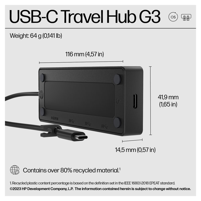 HP USB-C Travel Hub G3