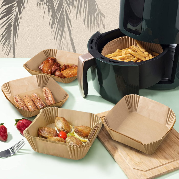 Inde Set 35 Bases Papel Airfryer Cuadradas 20 cm (24 Unidades)