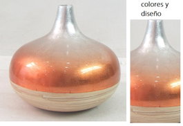 DKD Home Decor Jarrón Nácar y Bambú Bicolor Natural