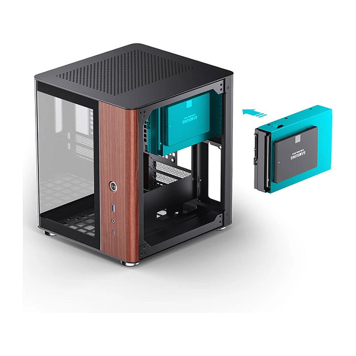 Jonsbo TK-0 Mini-Tower Mini-ITX con Vidrio Templado y Madera - negro
