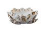 DKD Home Decor Portavelas Metal Flor Envejecido Blanco y Dorado