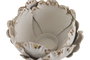 DKD Home Decor Portavelas Metal Flor Envejecido Blanco y Dorado