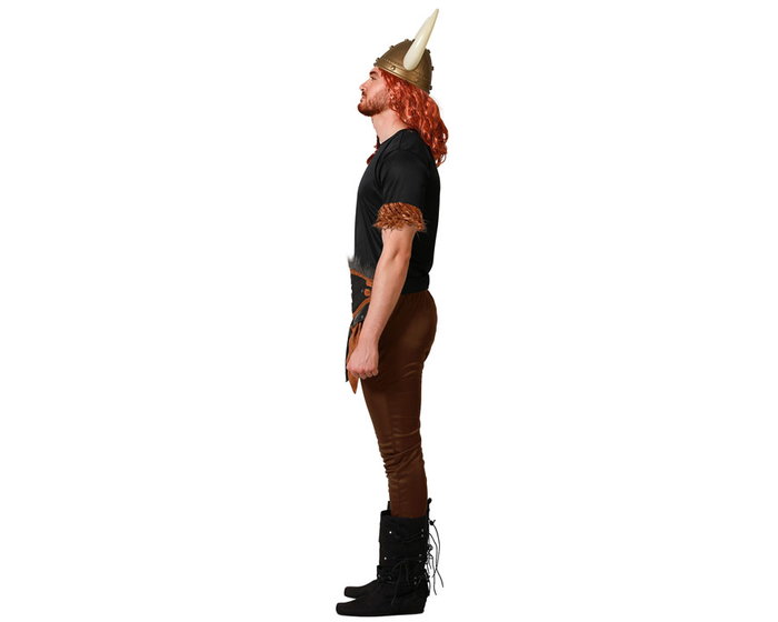 Disfraz Vikingo Adulto Hombre con Camiseta, Cinturón y Pantalón Largo - Negro - Talla XS-S - Poliéster