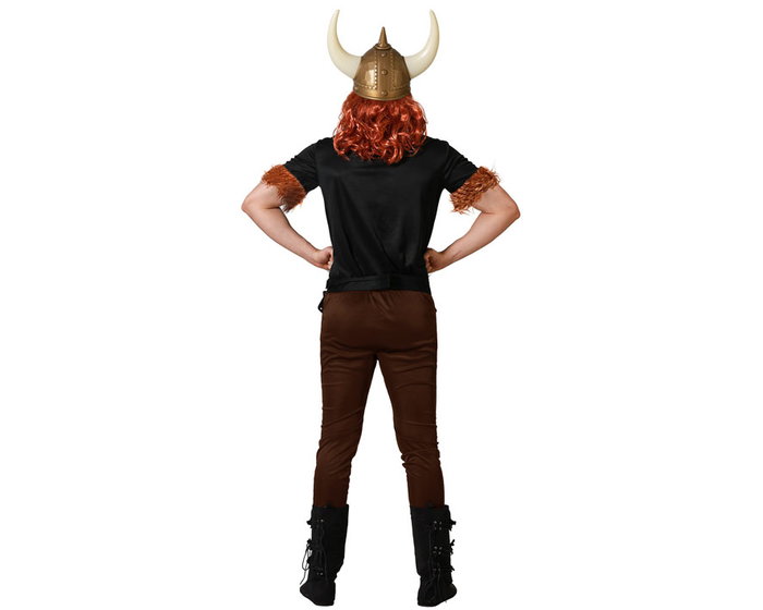 Disfraz Vikingo Adulto Hombre con Camiseta, Cinturón y Pantalón Largo - Negro - Talla XS-S - Poliéster