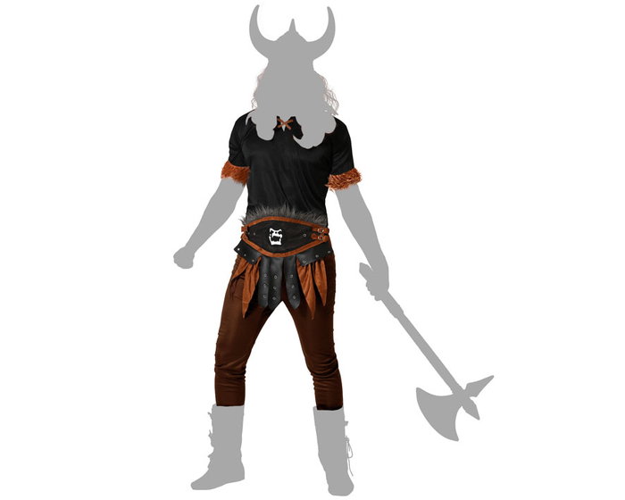 Disfraz Vikingo Adulto Hombre con Camiseta, Cinturón y Pantalón Largo - Negro - Talla XS-S - Poliéster