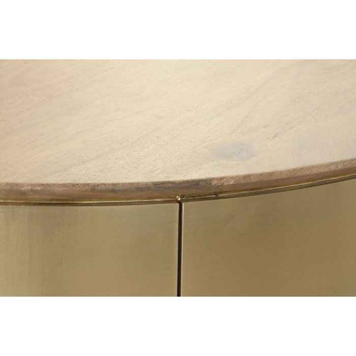 DKD Home Decor Mesa de Centro Mango y Latón 90x90x45cm Dorado