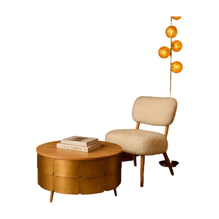 DKD Home Decor Mesa de Centro Mango y Latón 90x90x45cm Dorado