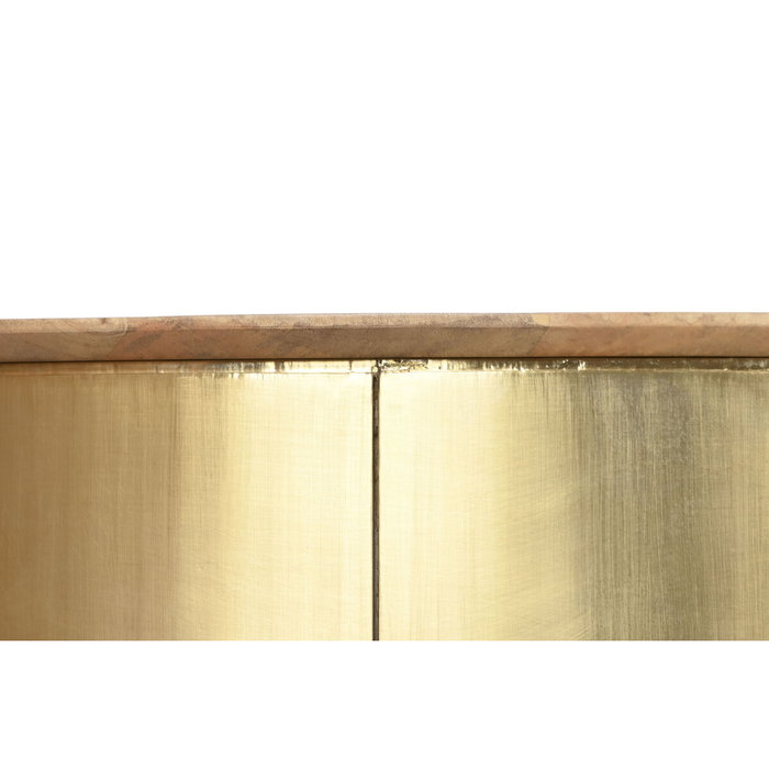 DKD Home Decor Mesa de Centro Mango y Latón 90x90x45cm Dorado