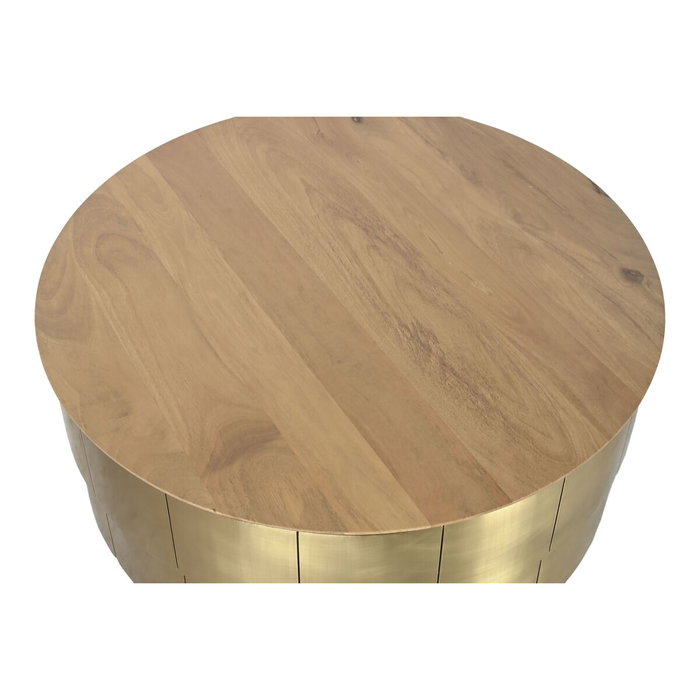 DKD Home Decor Mesa de Centro Mango y Latón 90x90x45cm Dorado