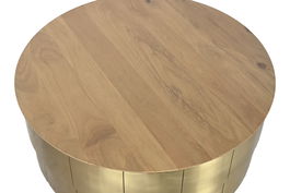 DKD Home Decor Mesa Centro Glam Dorado 90 x 90 x 45 cm Mango y Latón