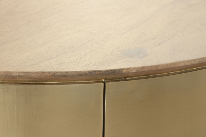 DKD Home Decor Mesa Centro Glam Dorado 90 x 90 x 45 cm Mango y Latón