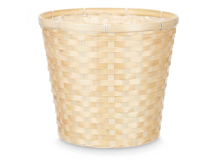 Ibergarden Cubre Macetas Redondo Bambú Trenzado 31 cm x 31 cm x 28 cm Natural (Set de 12)