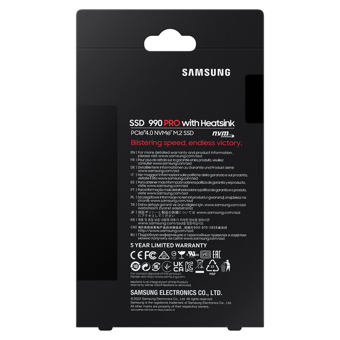 Samsung 990 PRO SSD M.2 4TB NVMe PCIe 4.0 x4 Lectura 7450MB/s con Disipador Retail