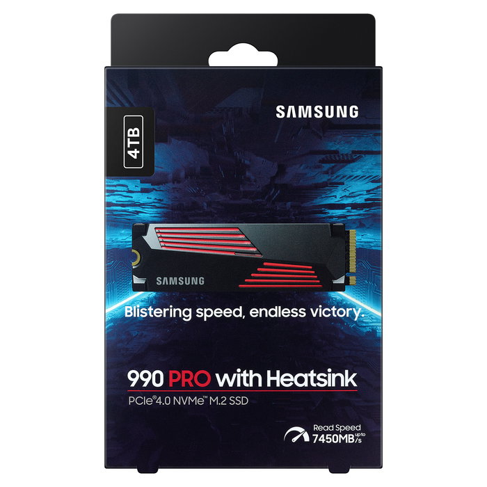 Samsung 990 PRO SSD M.2 4TB NVMe PCIe 4.0 x4 Lectura 7450MB/s con Disipador Retail