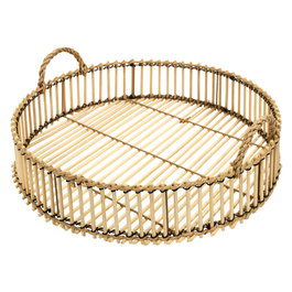 Home Deco Factory Bandeja de Bambú con Asas de 40 cm Diámetro, Colección NATURAL