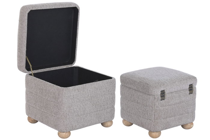 DKD Home Decor Set de 2 Reposapiés con Almacenaje Interior, Marrón