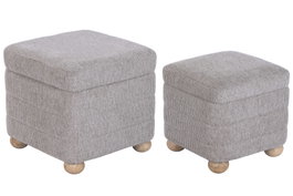 DKD Home Decor Set de 2 Reposapiés con Almacenaje Interior, Marrón