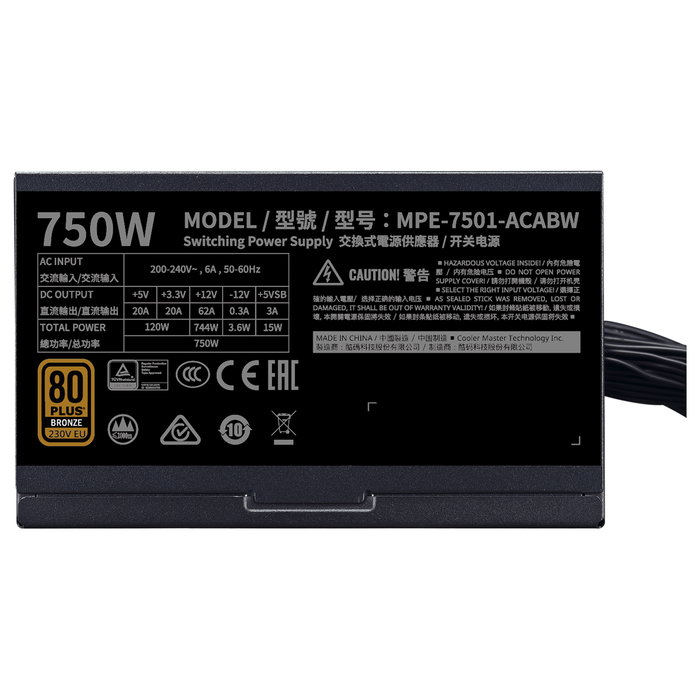 Cooler Master MWE Bronze 750W V2 80+ Bronze ATX Cooler Master MWE Bronze 750W V2 80+ Bronze ATX
