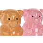 DKD Home Decor Decoración Luminosa de Cristal Oso Surtido Rosa y Ámbar