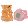 DKD Home Decor Decoración Luminosa de Cristal Oso Surtido Rosa y Ámbar