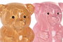 DKD Home Decor Decoración Luminosa Rosa Ambar Oso Cristal LED 14 x 20 x 13 cm (2 Unidades)