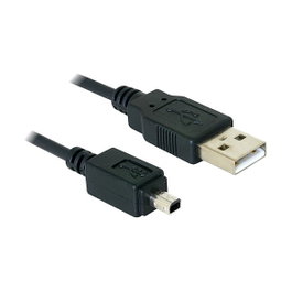 DeLOCK Cable USB para cámara, Mini-USB B (4 pines) macho a USB-A macho, 1.5 metros, Negro