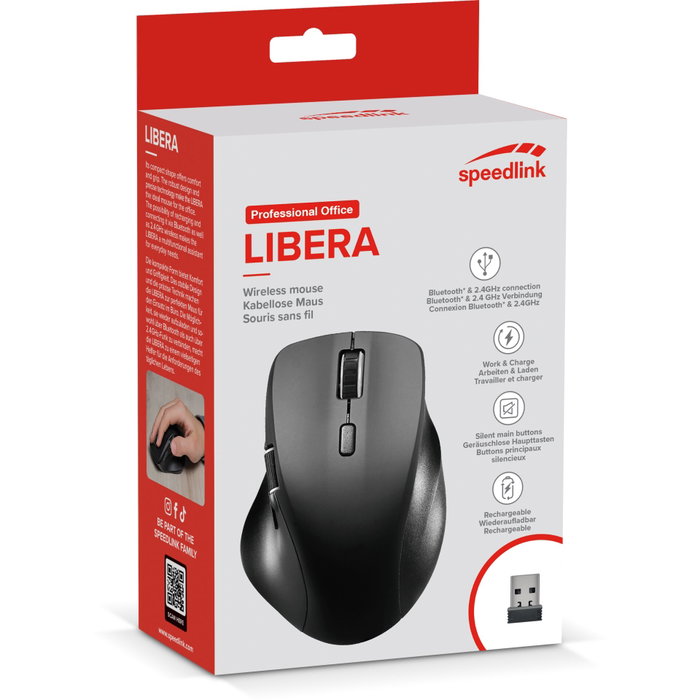 Speedlink LIBERA Ratón Recargable Inalámbrico Bluetooth y 2.4 GHz Silencioso Speedlink LIBERA Ratón Recargable Inalámbrico Bluetooth y 2.4 GHz Silencioso