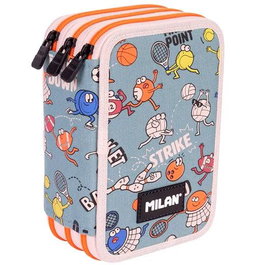 Milan Plumier 3 Pisos Serie Especial Sports Verde Con Contenido para Material Escolar