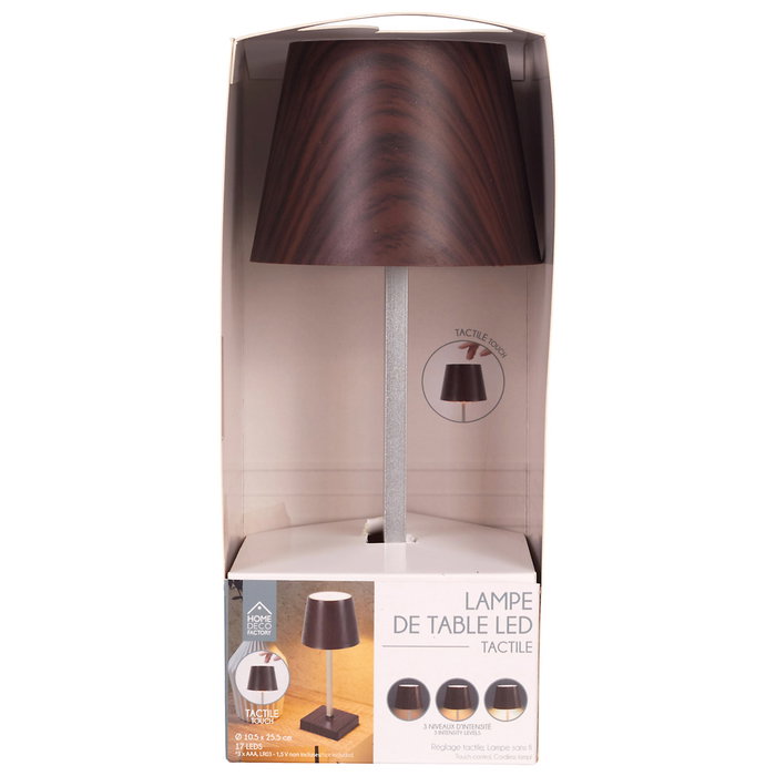 Home Deco Factory Lámpara LED Táctil Efecto Wengué - Funciona sin Cables, 3 Intensidades, 12 LED Home Deco Factory Lámpara LED Táctil Efecto Wengué - Funciona sin Cables, 3 Intensidades, 12 LED