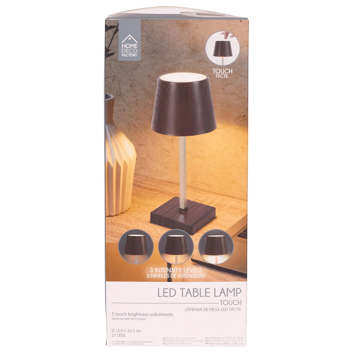 Home Deco Factory Lámpara LED Táctil Efecto Wengué - Funciona sin Cables, 3 Intensidades, 12 LED Home Deco Factory Lámpara LED Táctil Efecto Wengué - Funciona sin Cables, 3 Intensidades, 12 LED