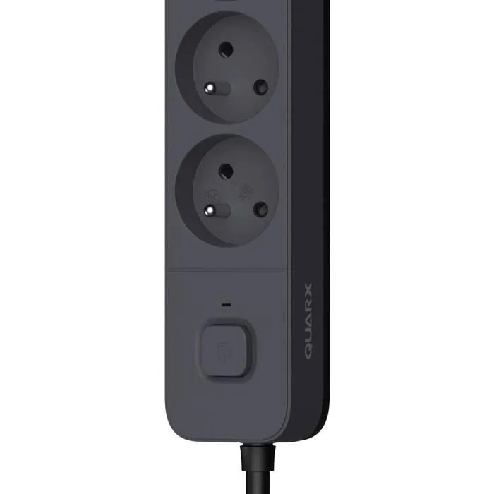 Quarx Regleta 4 Tomas con 3 Puertos USB Cable 1,5m