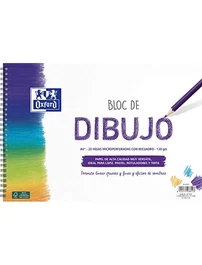 Oxford Bloc de Dibujo Escolar A4+ con Espiral, 20 Hojas y Recuadro (Lila)
