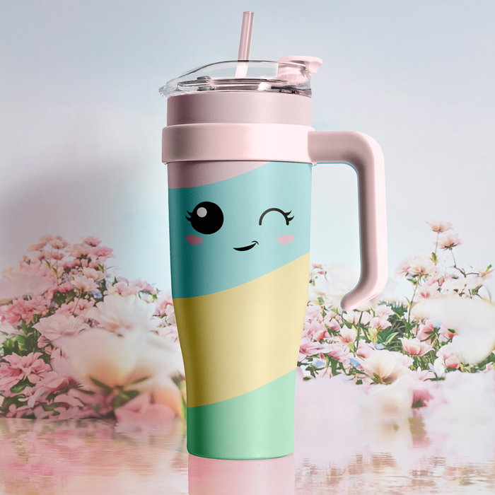 Cook Concept Mug Térmico Miami Kawaii 1,2 L con Asa Acero Inoxidable para Bebidas Frías y Calientes, Ideal Deportistas