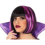 Atosa Peluca Negra con Mechas Moradas para Disfraz de Vampiresa o Hechicera