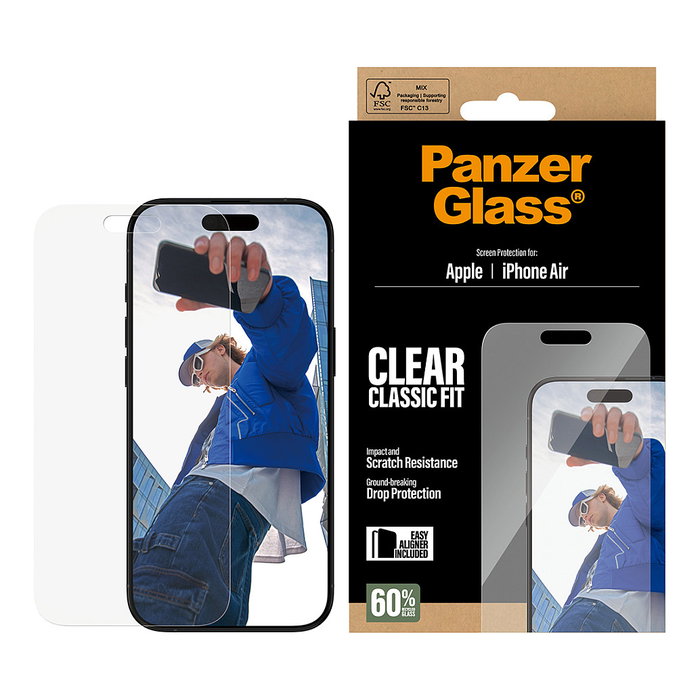 PanzerGlass Protector de pantalla iPhone Air Classic Fit w. EasyAligner