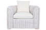 DKD Home Decor Sillón de Ratán y Algodón Blanco con Acabado Decapé