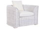 DKD Home Decor Sillón de Ratán y Algodón Blanco con Acabado Decapé