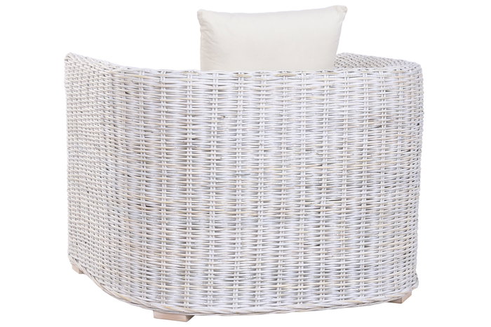 DKD Home Decor Sillón de Ratán y Algodón Blanco con Acabado Decapé