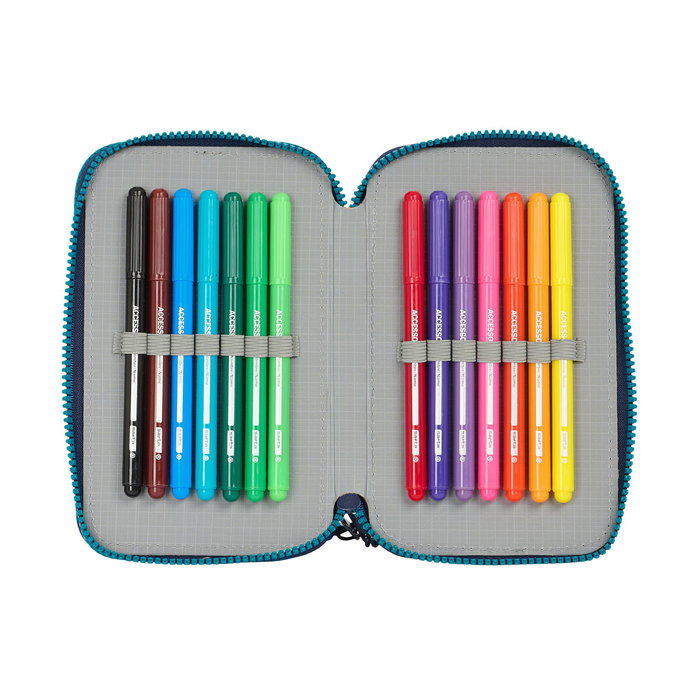 Plumier Doble Munich Nautic Azul marino 12.5 x 19.5 x 4 cm 28 piezas