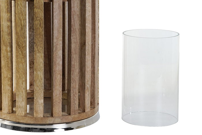 DKD Home Decor Portavelas Mango Cristal 20x20x51 Marrón
