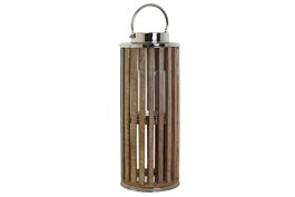 DKD Home Decor Portavelas Mango Cristal 20x20x51 Marrón
