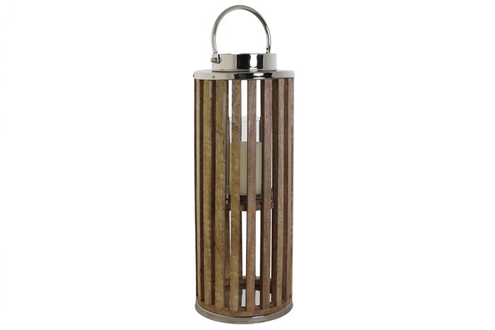 DKD Home Decor Portavelas Mango Cristal 20x20x51 Marrón