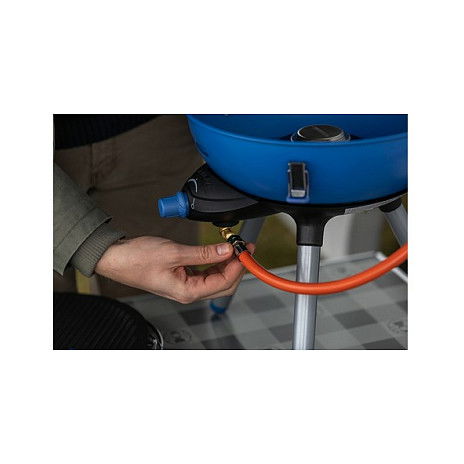 Campingaz Party Grill 400 Caravan - Parrilla de Gas Portátil para Camping y Exterior, 2000 W, Propano/Butano, Sistema Piezo, Negro/Azul