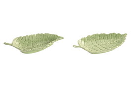 DKD Home Decor Bandeja Vaciabolsillos de Cerámica Verde Surtido de 2