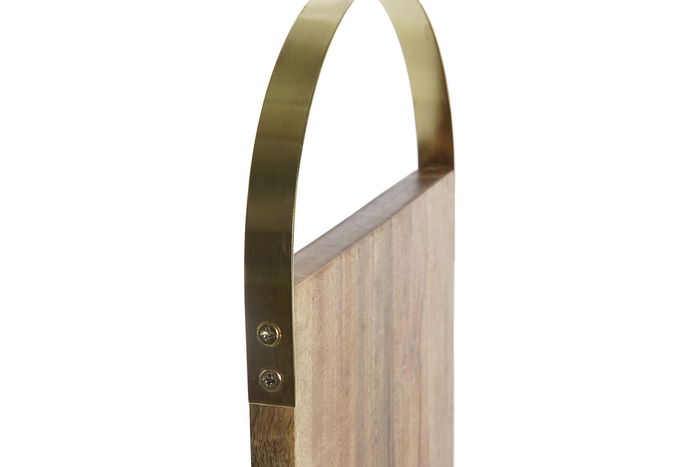 DKD Home Decor Tabla Cortar Acacia Inox Natural Dorado 46.5 x 17.7 x 2 cm Set 4 Piezas